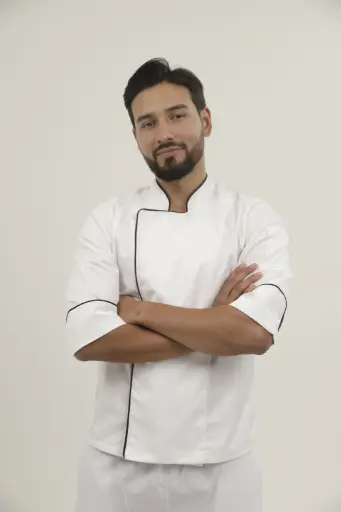 [200] 200 Chaqueta Gabardina Chef Manga 3/4