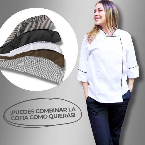 Combo Chef Dama Chaqueta Chef+Pantalón+Cofia