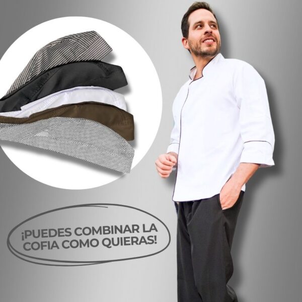 Combo Chef Hombre Chaqueta Chef+Pantalón+Cofia