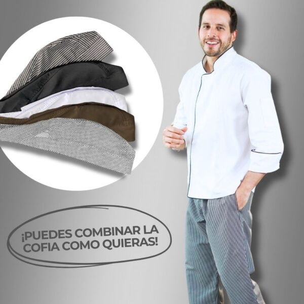 Combo Chef Hombre Chaqueta Chef+Pantalón+Cofia